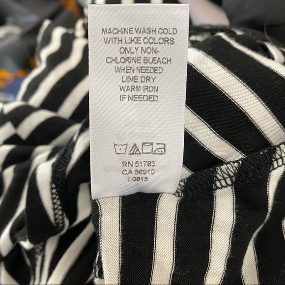 Black White Stripe Top Tunic High Low - Picture 9 of 10